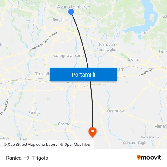 Ranica to Trigolo map