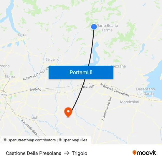 Castione Della Presolana to Trigolo map
