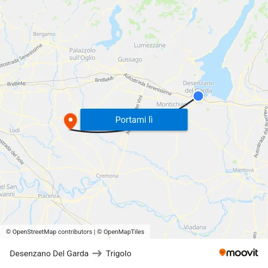 Desenzano Del Garda to Trigolo map