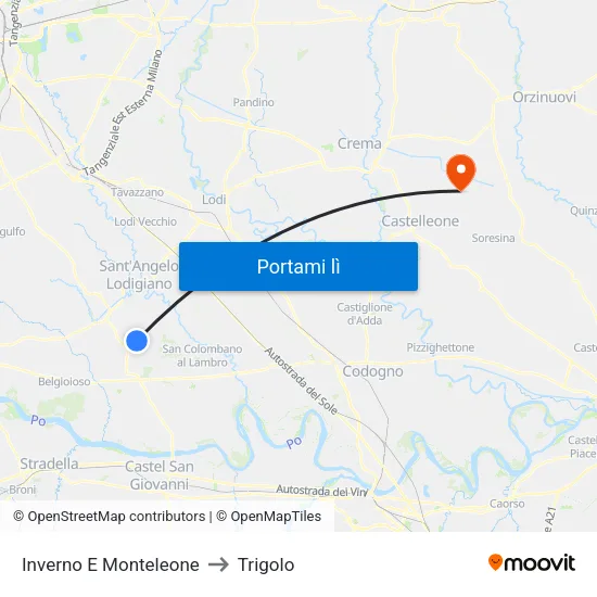 Inverno E Monteleone to Trigolo map