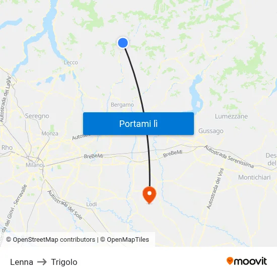 Lenna to Trigolo map