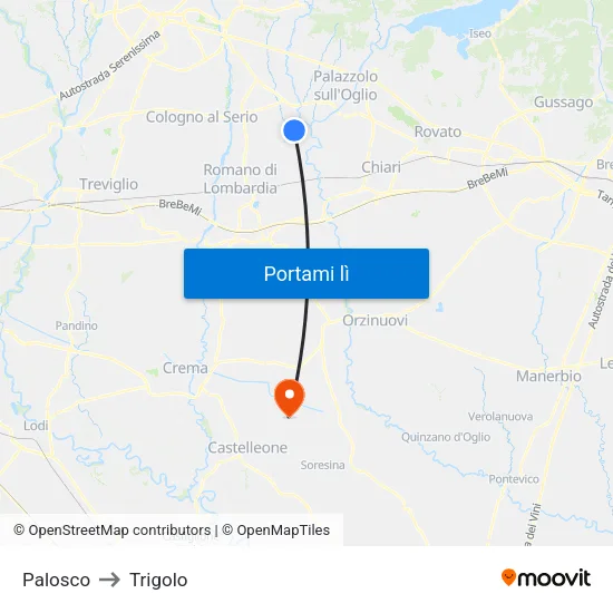 Palosco to Trigolo map