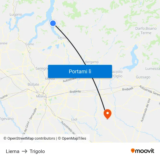 Lierna to Trigolo map