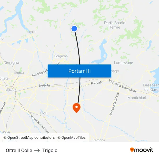 Oltre Il Colle to Trigolo map
