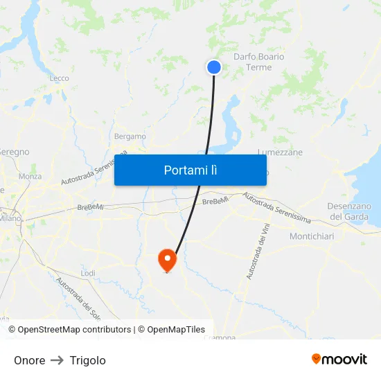 Onore to Trigolo map