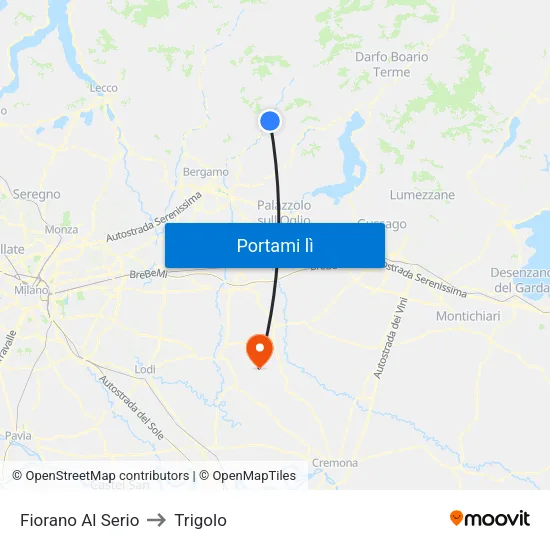 Fiorano Al Serio to Trigolo map