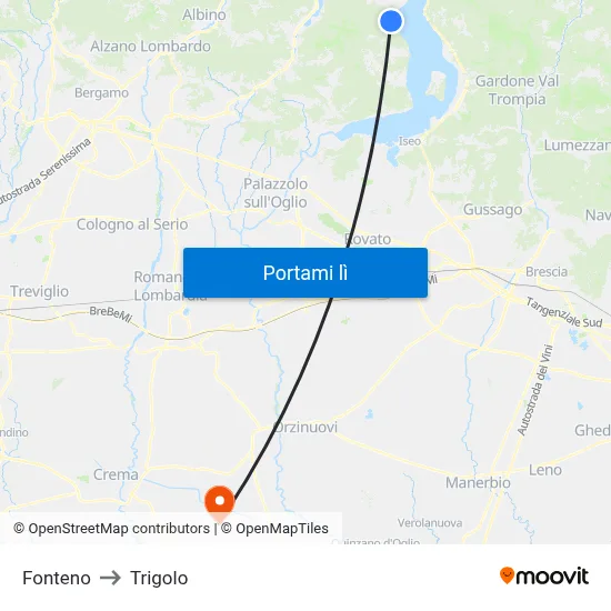 Fonteno to Trigolo map