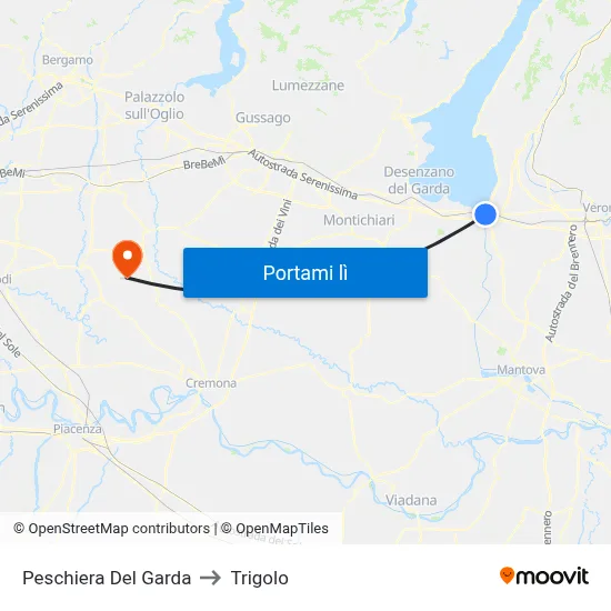 Peschiera Del Garda to Trigolo map