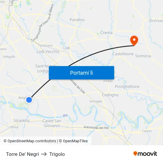 Torre De' Negri to Trigolo map