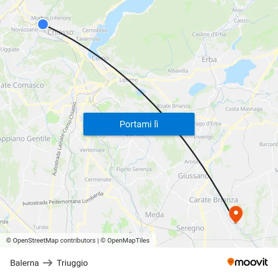 Balerna to Triuggio map