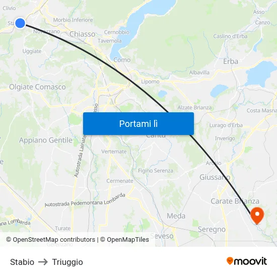 Stabio to Triuggio map