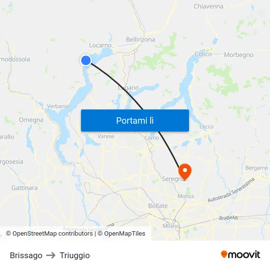 Brissago to Triuggio map