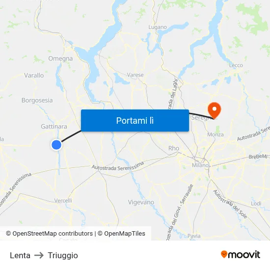 Lenta to Triuggio map