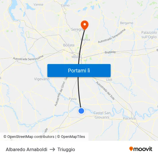 Albaredo Arnaboldi to Triuggio map