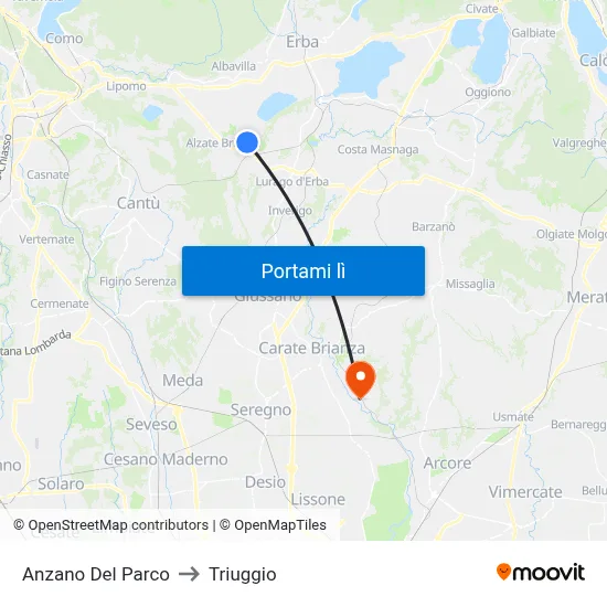 Anzano Del Parco to Triuggio map