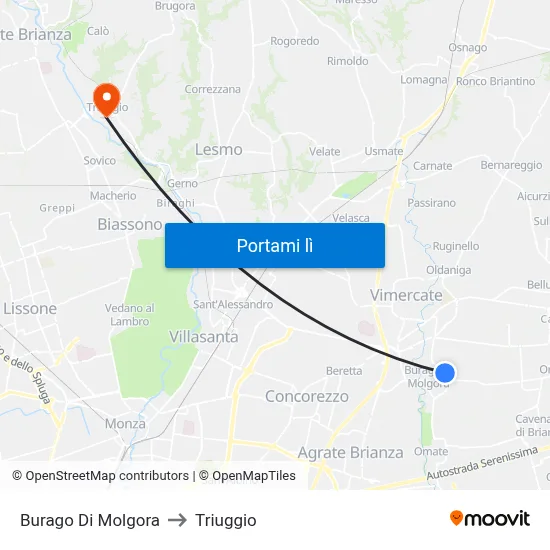 Burago Di Molgora to Triuggio map