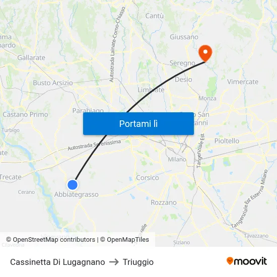 Cassinetta Di Lugagnano to Triuggio map