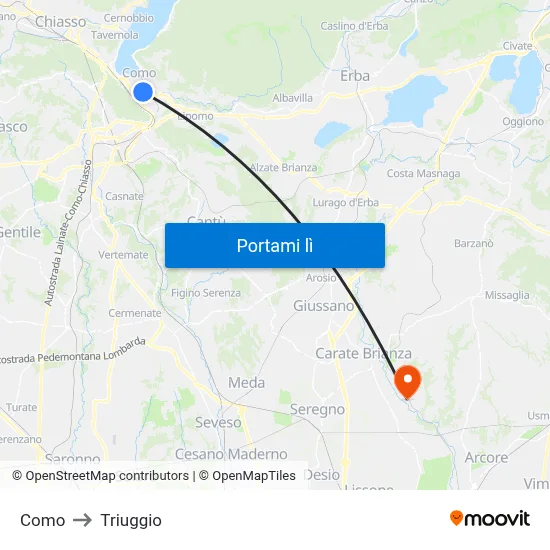 Como to Triuggio map