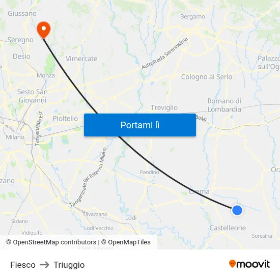 Fiesco to Triuggio map