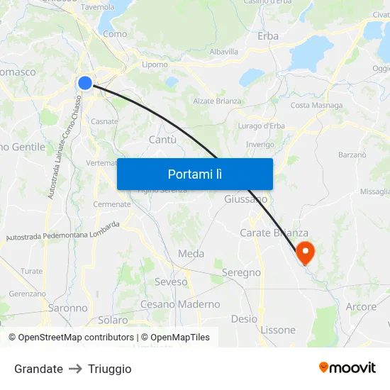 Grandate to Triuggio map