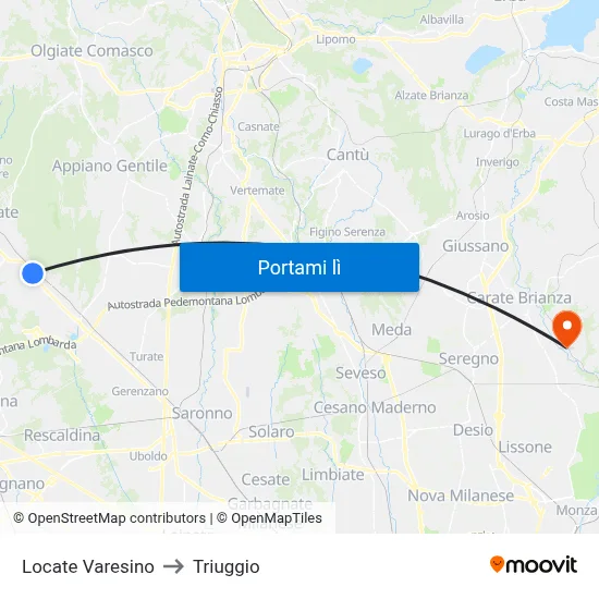 Locate Varesino to Triuggio map