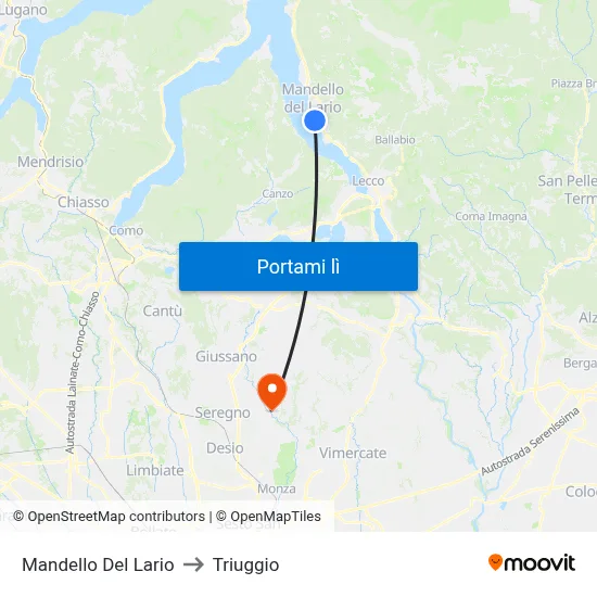 Mandello Del Lario to Triuggio map