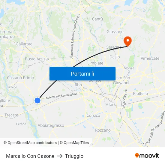 Marcallo Con Casone to Triuggio map