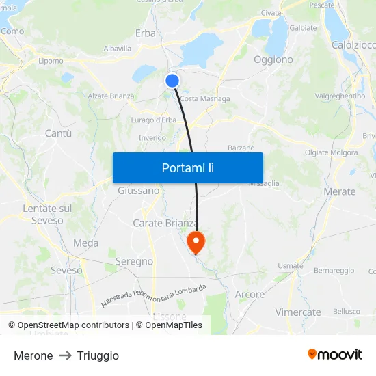 Merone to Triuggio map