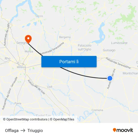 Offlaga to Triuggio map