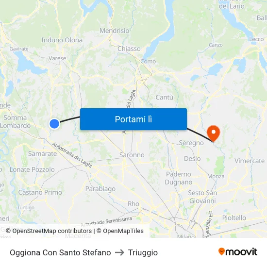 Oggiona Con Santo Stefano to Triuggio map