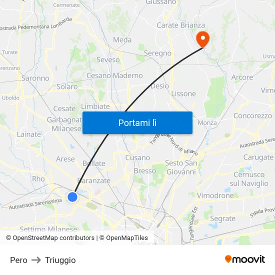 Pero to Triuggio map