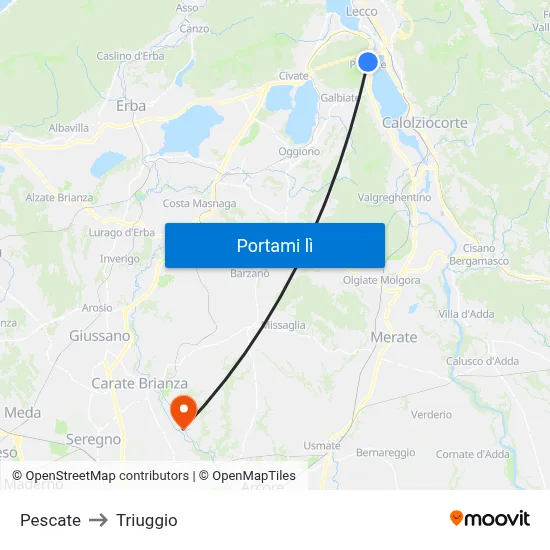Pescate to Triuggio map