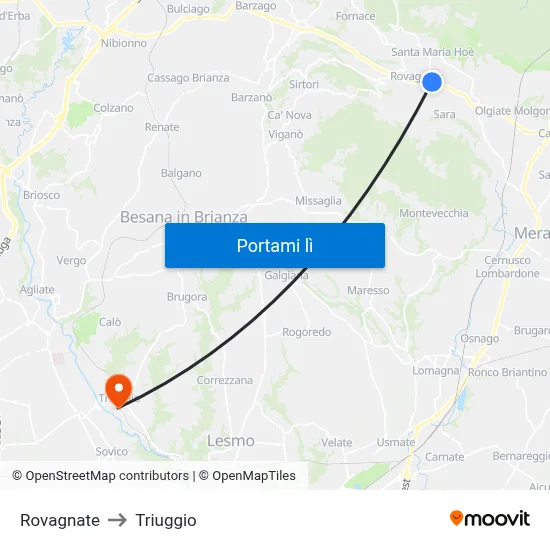 Rovagnate to Triuggio map