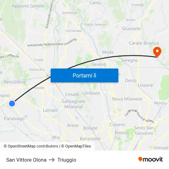 San Vittore Olona to Triuggio map