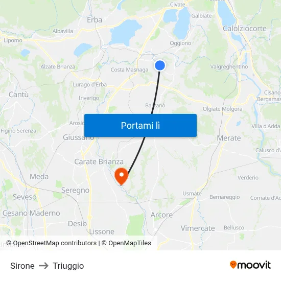 Sirone to Triuggio map