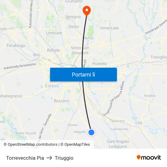 Torrevecchia Pia to Triuggio map