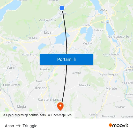 Asso to Triuggio map