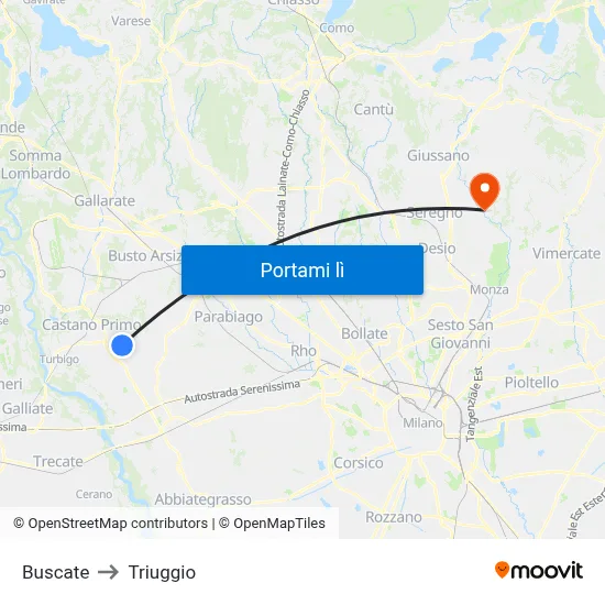 Buscate to Triuggio map