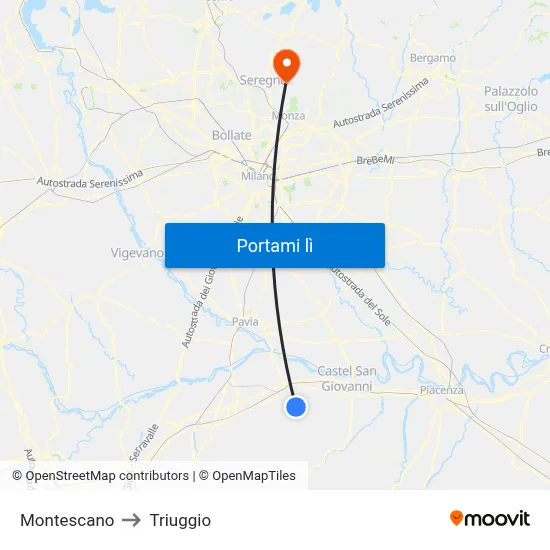Montescano to Triuggio map