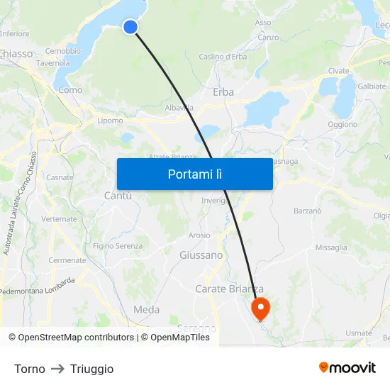 Torno to Triuggio map