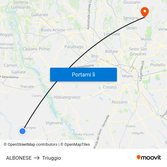 ALBONESE to Triuggio map