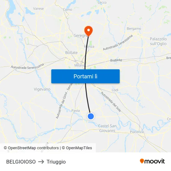 BELGIOIOSO to Triuggio map