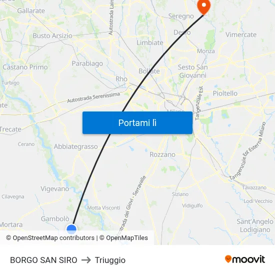 BORGO SAN SIRO to Triuggio map
