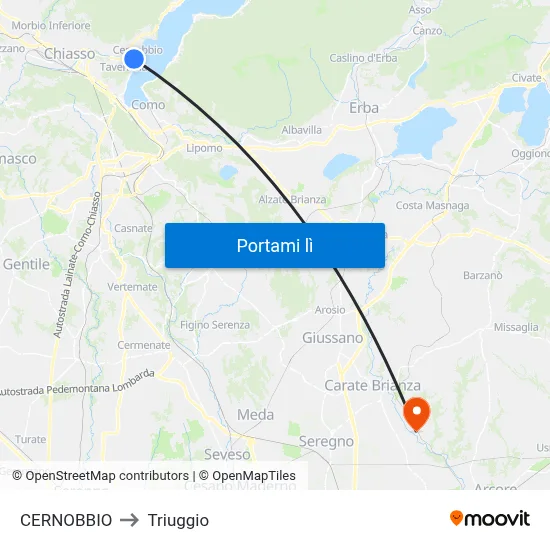 CERNOBBIO to Triuggio map