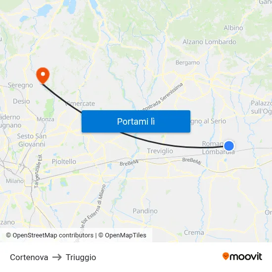 Cortenova to Triuggio map
