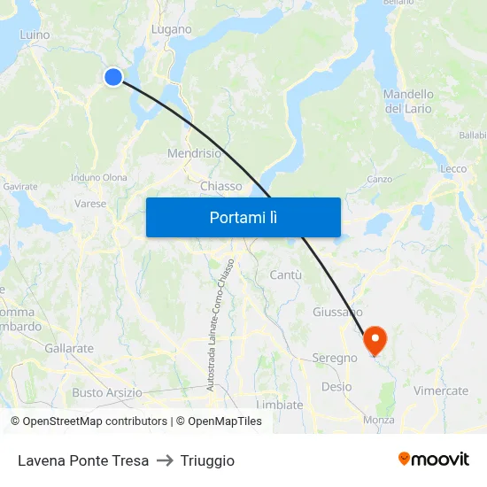Lavena Ponte Tresa to Triuggio map