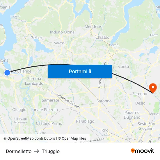 Dormelletto to Triuggio map