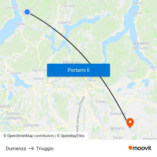 Dumenza to Triuggio map