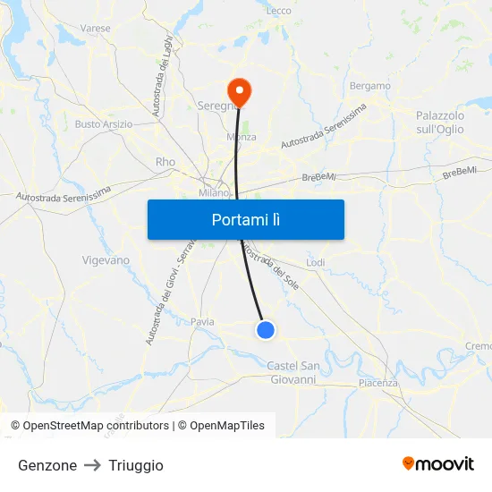 Genzone to Triuggio map