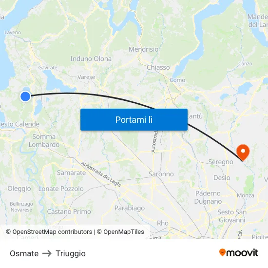 Osmate to Triuggio map